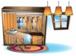 Cartoon  Illustration Interior Clothing Room With Separated Layers Stock Photo