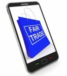 Fairtrade Shopping Bag Shows Fair Trade Product Or Products Stock Photo