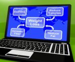 Weight Loss Diagram On Laptop Showing Exercise And Calories Stock Photo