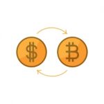 Cryptocurrency Bitcoin And Us Dollar Exchange Flat Design Icon V Stock Photo