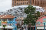 Singapore - February 3 : Large Umbrellas At Clarke Quay In Singa Stock Photo