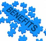 Benefits Puzzle Shows Company Rewards Stock Photo