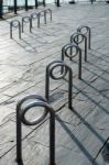 Bicycle Stand In Cardiff Stock Photo