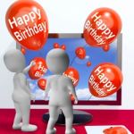 Happy Birthday Balloons Show Festivities And Invitations Online Stock Photo