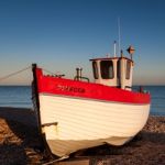 Fishing Boat On Dungeness Beach Stock Photo