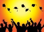 Graduation Education Means Graduate Diploma And Train Stock Photo