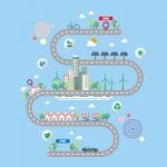Ecology City With Town Road Infographic Stock Photo