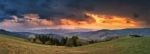April Storm And Sunset In Mountains. Spring Evening Stock Photo