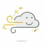 Thin Line Icons, Weather Stock Photo