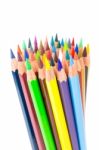 Various Colered Crayons Standing Upright Stock Photo