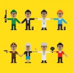 Pixel Art  People Occupations Stock Photo
