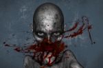 3d Illustration Of Zombie Face Fully With Blood Stock Photo