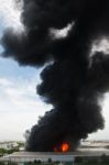 Fire Burning And Smoke Over Cargo Stock Photo