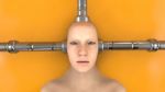 3d Render Human Head And Connected Tubes Stock Photo