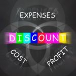 Profit Minus Cost And Expenses Displays Discount Stock Photo