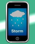 Showers On Phone Means Rain Rainy Weather Stock Photo