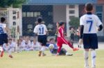 Bangkok, Thailand - Nov 2016: In The Nov 23, 2016. Youth Soccer Match, In Pieamsuwan Elementary School Stock Photo
