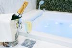Champagne And Jacuzzi Spa Stock Photo