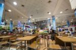 Blurred Of Food Court With Many People Stock Photo