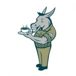 Donkey Sergeant Army Standing Drinking Coffee Cartoon Stock Photo