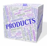 Products Cube Shows Shop Words And Goods Stock Photo