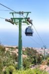 Cable Car With Cabins In Landscape Of Madeira Stock Photo