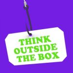 Think Outside The Box On Hook Shows Imagination And Creativity Stock Photo