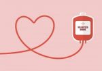 Blood Donation Bag With Tube Shaped As A Heart Stock Photo