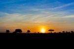 Sunset In Tanzania Stock Photo