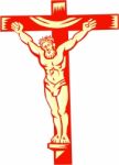 Jesus Christ On Cross Woodcut Stock Photo