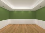 Empty Room With Green Wall Stock Photo