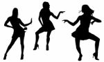 Silhouette women dancing Stock Photo