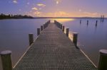 Pier On The Water In The Town Of Swansea, Tasmania Stock Photo