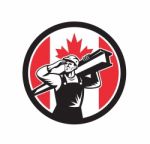 Canadian Construction Worker Canada Flag Icon Stock Photo