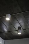 Energy Efficient Light Bulb On Ceiling Stock Photo