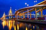 Bhumibol Suspension Bridge In Thailand Stock Photo