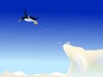 Penguin Jump Stock Photo