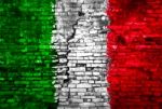 Italy Flag Painted On Wall Stock Photo