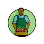 African American Green Grocer Greengrocer Mascot Stock Photo