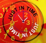 Just In Time Represents At Last And Clock Stock Photo