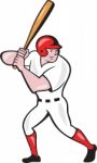 Baseball Player Batting Side Isolated Cartoon Stock Photo