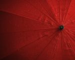 Red Wet Umbrella Stock Photo
