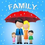 Family Word Umbrella Indicates Kin And Relations Stock Photo
