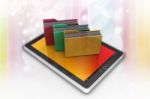 Tablet Pc With File Folder Stock Photo