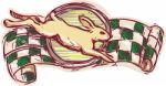 Rabbit Jumping Racing Flag Drawing Stock Photo