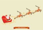 Santa Claus With Reindeer Sleigh Stock Photo