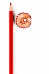Red Pencil With Red Shaving Stock Photo