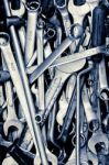 Assorted Old Hand Tools Background Stock Photo