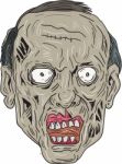 Zombie Head Front Drawing Stock Photo