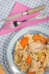 Chicken With Carrot And Spaghetti Stock Photo